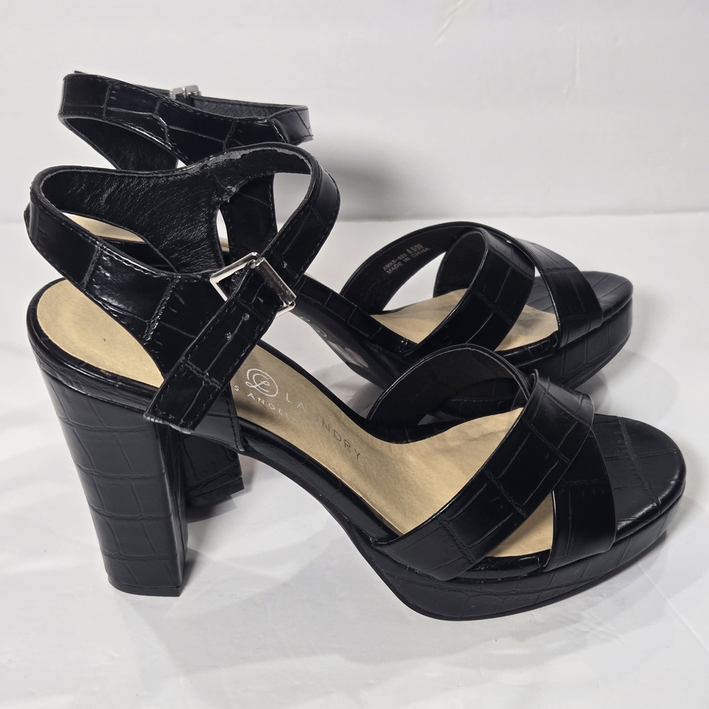 Chinese Laundry Black Croc-Embossed Heels Sz 8.5